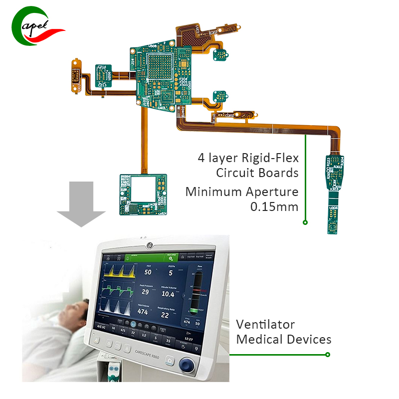 4 layer Rigid-Flex Circuit Boards Rapid PCB Prototype Fab for Ventilator Medical Devices