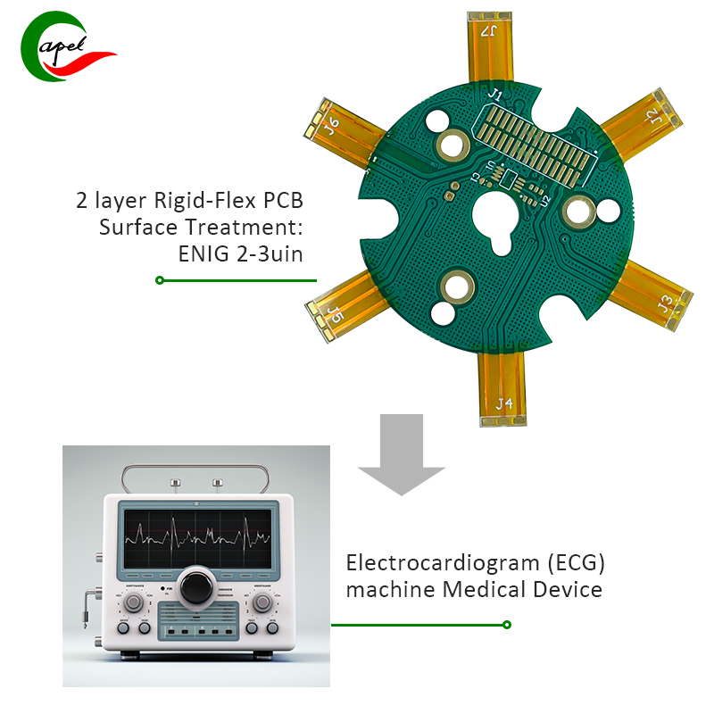 Quick Turn 2 layer Rigid-Flex PCB Stackup Making for Electrocardiogram (ECG) Machine