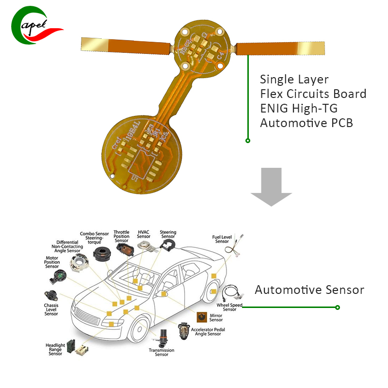 Papan sirkuit fleksibel 1 lapis dengan PCB TG tinggi untuk sensor otomotif