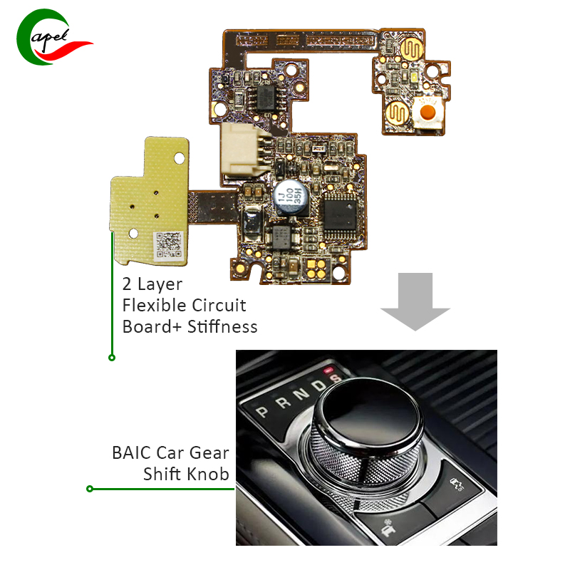 Placa epóxi flexível rígida de 2 camadas PWB + rigidez aplicada no botão de mudança de marcha do carro BAIC