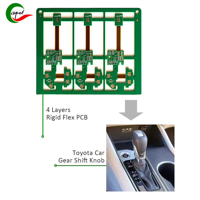 4 vrstvy Rigid Flex PCB použité v řadicí páce Toyota Car