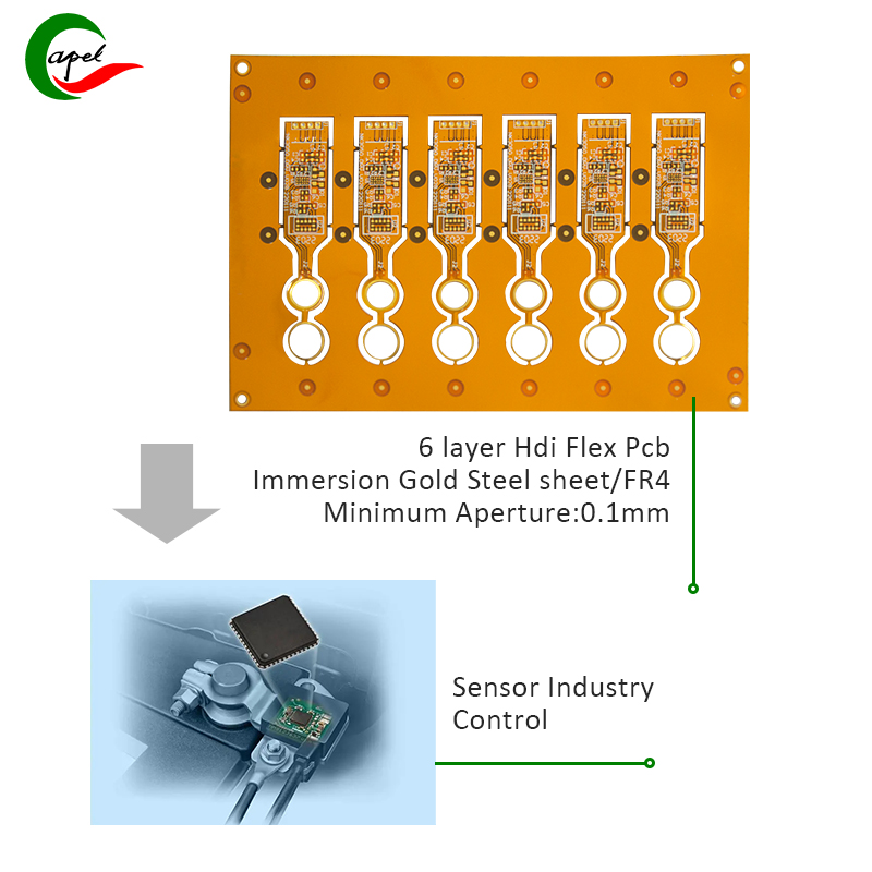 6 lera Hdi Flex Pcb qoelisoa Khauta sebelisoa ka Sensor Indasteri Taolo