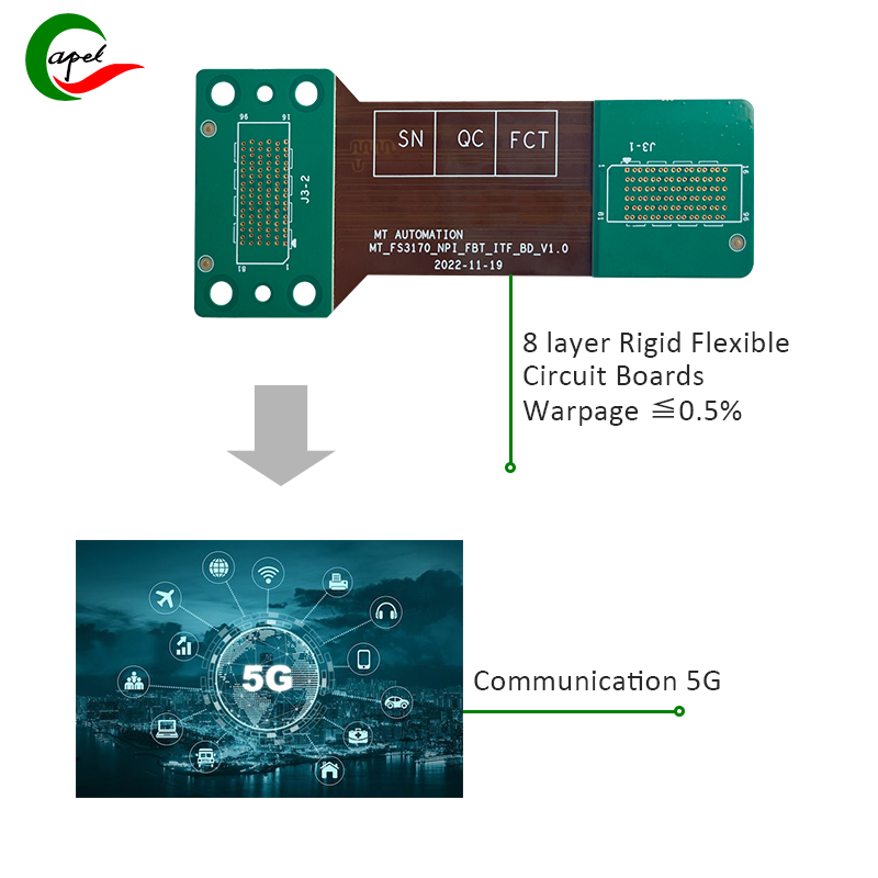 8 layer Rigid Flexible Circuit Boards para sa komunikasyon 5G