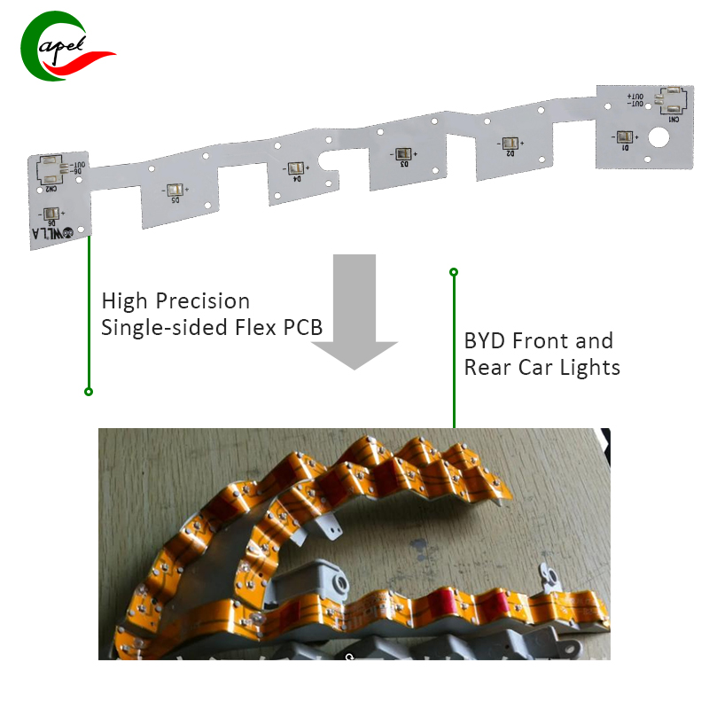 Preċiżjoni Għolja Single-sided Flex PCB applikati fid-Dwal tal-Karozzi ta 'quddiem u ta' wara BYD